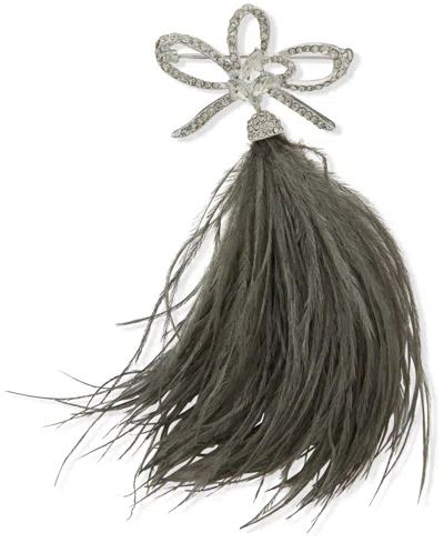 Lonna & Lilly Silver-tone Dynamic Feather Pin In Gray