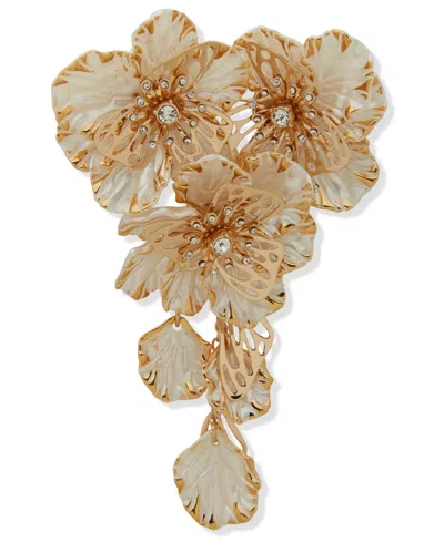 Lonna & Lilly Gold-tone Dynamic White Flower Pin In Gold