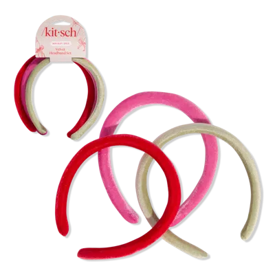 Kitsch Velvet Headband 3 Piece Set In Multi