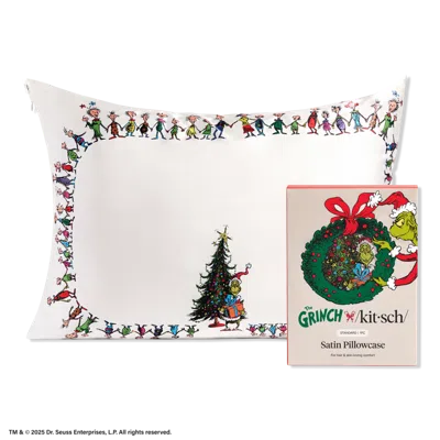 Kitsch The Grinch X  Standard Satin Pillowcase - Whoville In White