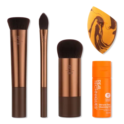 Real Techniques Sleigh The Night Brush + Sponge Gift Set In Transparent