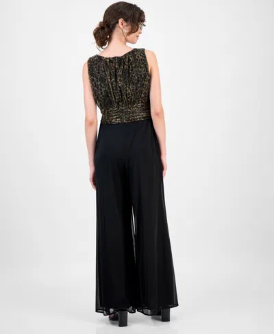 Connected Women's Leopard Print Bodice Chiffon Jumpsuit In Multi