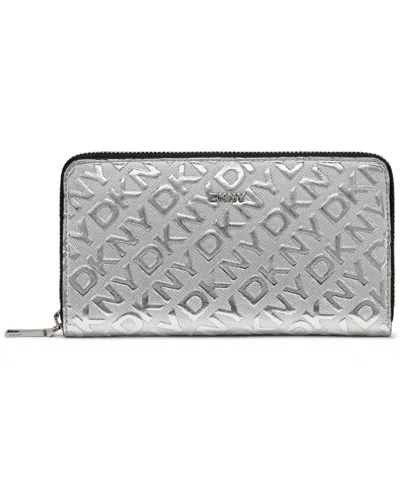 Dkny Ashlyn Large Zip Around Wallet In Gray