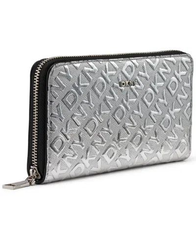 Dkny Ashlyn Large Zip Around Wallet In Gray