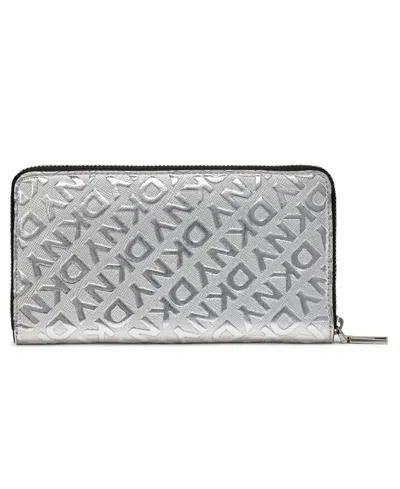 Dkny Ashlyn Large Zip Around Wallet In Gray