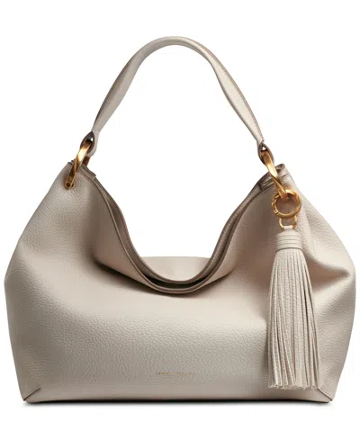 Donna Karan Glenwood Leather Shoulder With Tassel Detail In White