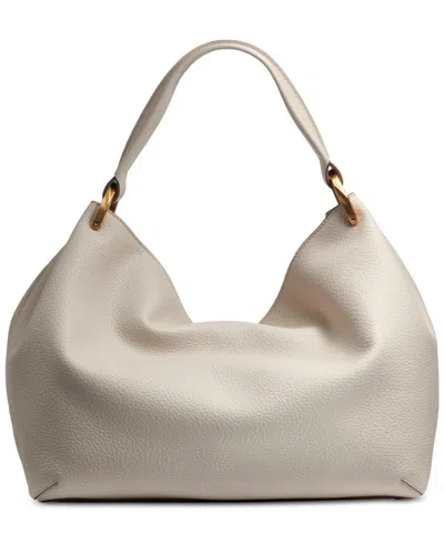 Donna Karan Glenwood Leather Shoulder With Tassel Detail In White