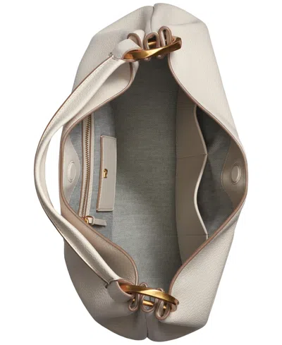 Donna Karan Glenwood Leather Shoulder With Tassel Detail In White