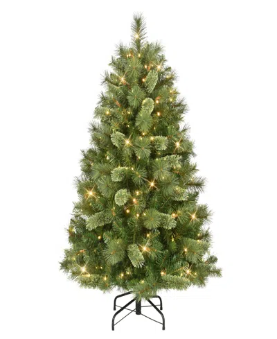 Puleo 4.5' Pre-lit Artificial Teton Pine Tree With Led Lights In Green
