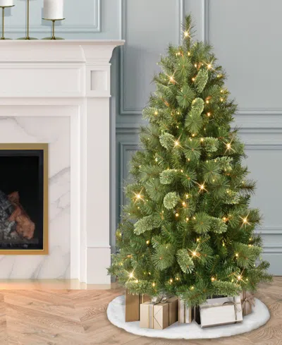 Puleo 4.5' Pre-lit Artificial Teton Pine Tree With Led Lights In Green