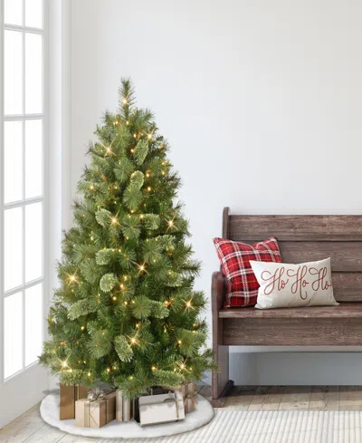 Puleo 4.5' Pre-lit Artificial Teton Pine Tree With Led Lights In Green