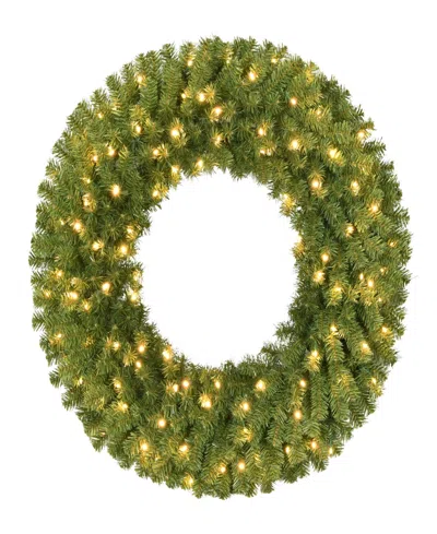 Puleo 48" Pre-lit Artificial Utah Spruce Wreath With Warm White Led Lights In Green