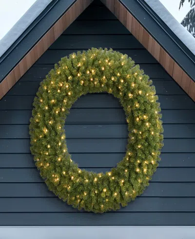Puleo 48" Pre-lit Artificial Utah Spruce Wreath With Warm White Led Lights In Green