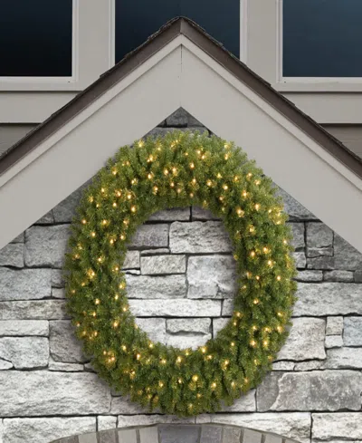 Puleo 48" Pre-lit Artificial Utah Spruce Wreath With Warm White Led Lights In Green