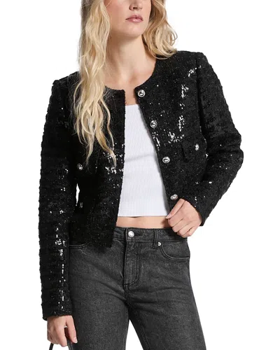 Michael Kors Short Tweed Jacket Sequin Detail In Black