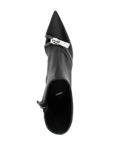 Coperni Zip Ankle Black Leather Boot In Black