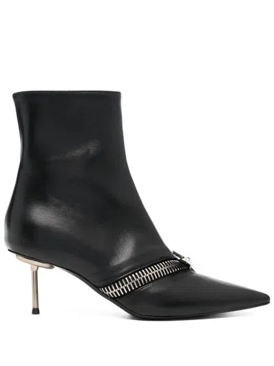 Coperni Zip Ankle Black Leather Boot In Black