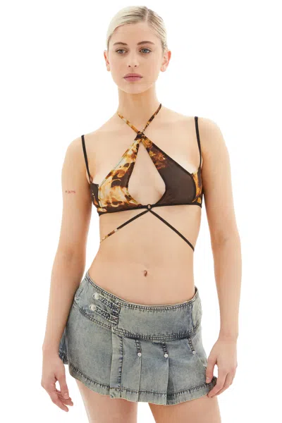 Knwls Issa Pleated Mini Skirt In Brown