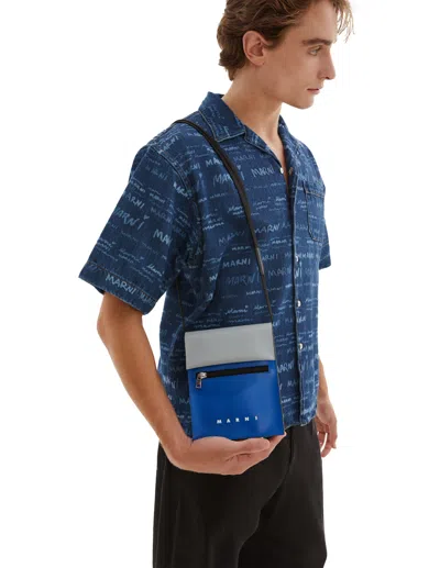 Marni Color Block Shoulder Bag In Blue