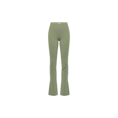 Off-white Sleek Split Leggings In Green