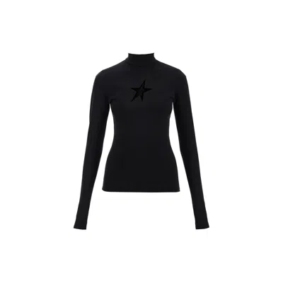Mugler High-neck Long-sleeve T-shirt In Black