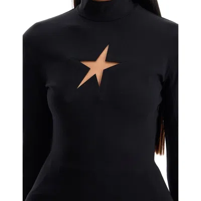 Mugler High-neck Long-sleeve T-shirt In Black