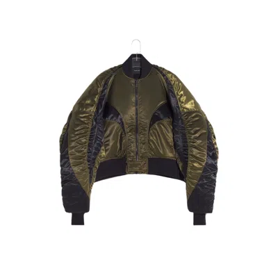 Mugler Satin Bomber Jacket In Green
