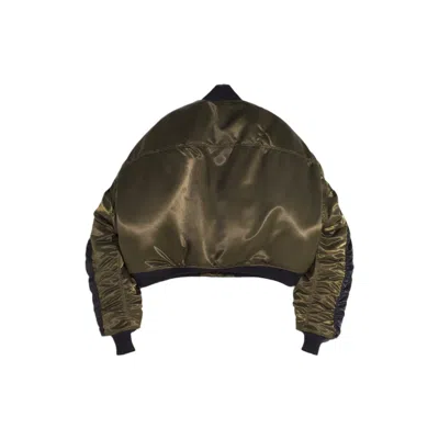 Mugler Satin Bomber Jacket In Green