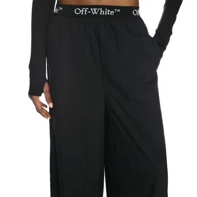 Off-white Logo Band Nylon Pants In Brown