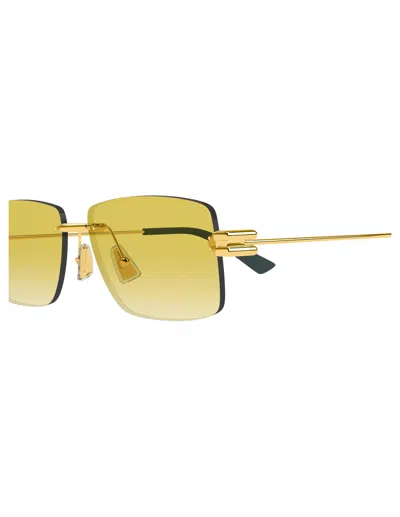 Bottega Veneta Rectangular Metal Sunglasses In Yellow