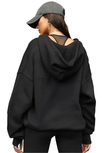Joah Brown Oversized Zip Hoodie In Black