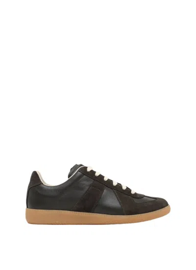 Maison Margiela Dark Brown Replica Sneakers In Black