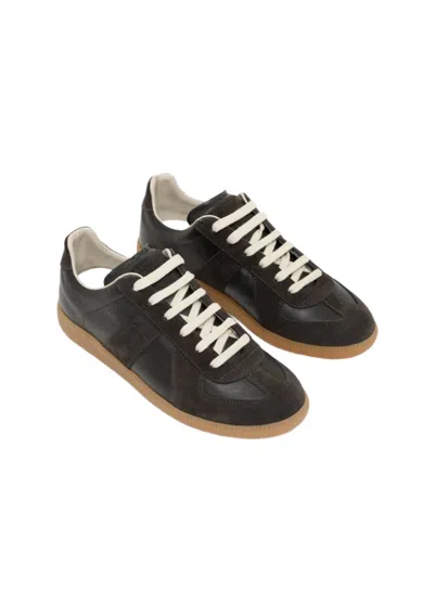 Maison Margiela Dark Brown Replica Sneakers In Black