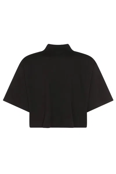 Alexander Wang Cropped Polo Collar Top In Black