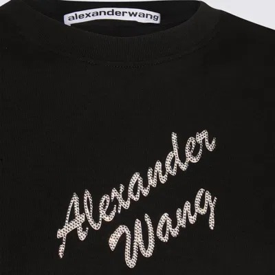 Alexander Wang Shrunken Tee W/hotfix Logo In Black