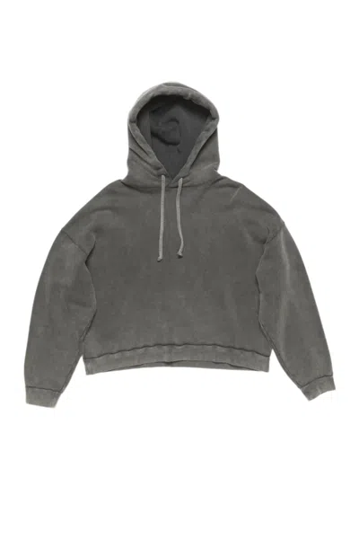 Acne Studios Hooded Sweater Drawstring Ribbed Cuffs In Black
