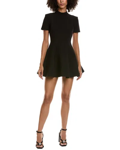 Bardot Zephyra Short Sleeve High Neck Fit And Flare Full Skirt Mini Dress In Black