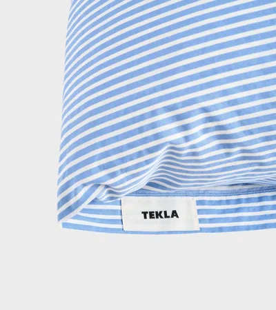 Tekla Striped Percale Pillowcase In Blue