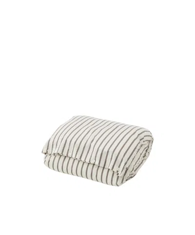 Tekla Percale Stripe-pattern Double Organic-cotton Duvet Cover Hopper Stripes In Gray