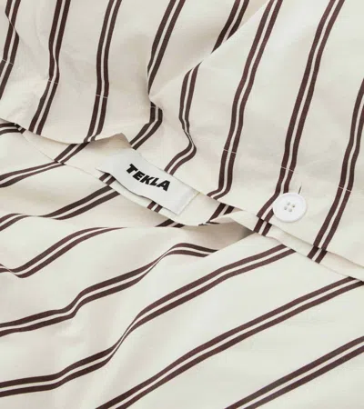 Tekla Percale Stripe-pattern Double Organic-cotton Duvet Cover Hopper Stripes In Gray