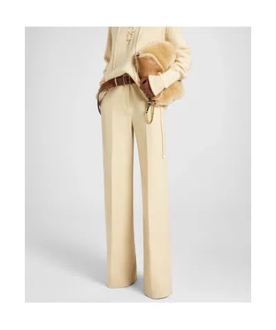 Ermanno Scervino High Waist Wide Leg Trousers With Belt Loops In Brown