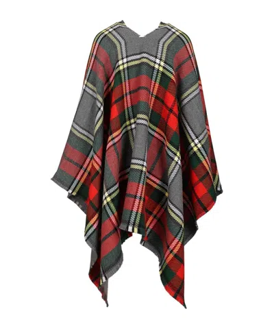 Vivienne Westwood Reversible Tartan Wool Poncho In Multi
