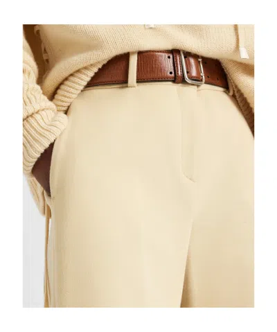 Ermanno Scervino High Waist Wide Leg Trousers With Belt Loops In Brown