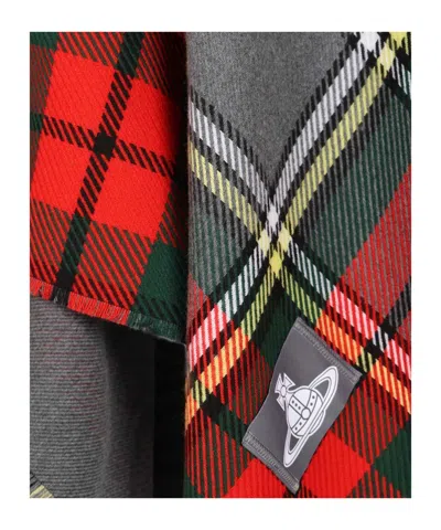 Vivienne Westwood Reversible Tartan Wool Poncho In Multi