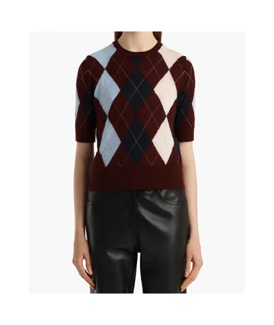 Khaite Anders Argyle Cashmere-blend Top In Brown