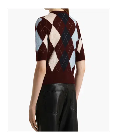 Khaite Anders Argyle Cashmere-blend Top In Brown