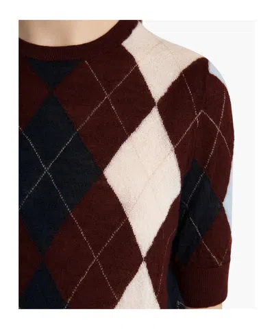 Khaite Anders Argyle Cashmere-blend Top In Brown