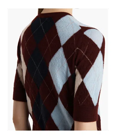 Khaite Anders Argyle Cashmere-blend Top In Brown