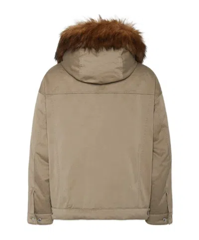 Dsquared2 Relaxed Jacket With Faux Fur Trim In Multi