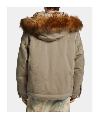 Dsquared2 Relaxed Jacket With Faux Fur Trim In Multi